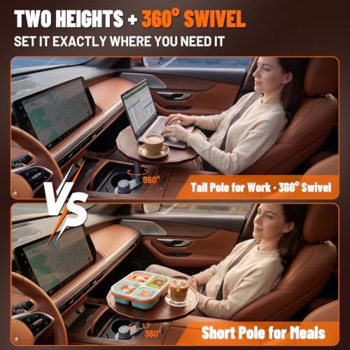 Car Desk for Laptop, Car Food Tray for Tesla Model Y/3, Car Tray Table, Cup Holder Tray for Eating, Laptop Work & Charging Stops, 4-Way Locking Base - Image 3