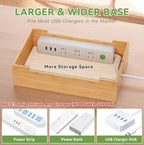 Pezin & Hulin Bamboo Charging Station-Natural, (No USB Charger and Cables) - Image 5