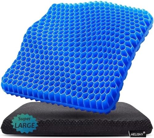 Gel Seat Cushion for Long Sitting, 19" x 18" Super Large & Thick by Helishy