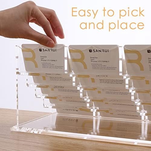 SANRUI Acrylic Business Card Holder, Clear Desk Card Display Stand,15 Slots - Image 3
