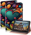 for Kindle Fire HD 10 Case 9th/7th/5th Generation 10.1 Inch (2019/2017/2015), PU Leather Wallet Cover with Pen Holder, Elastic Band & Card Slots for Kindle Fire HD 10 Case - Watercolor by TUOLISG