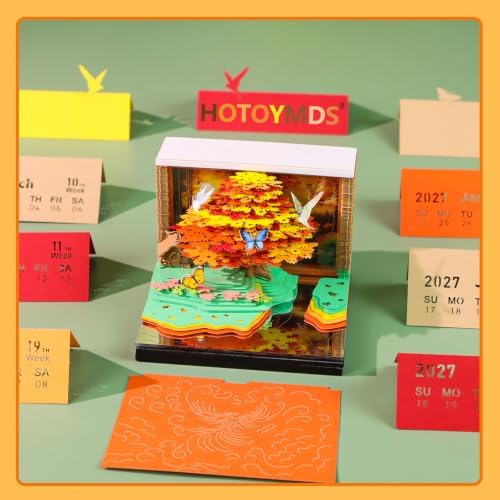 3D Calendar 2027,3D Art Calendar Memo Pad 2027,Time Piece calendars 2027,3D Paper Art Notepad,Phoenix Tree Desktop Decoration,New Year,Christmas Gift (Phoenix Tree) - Image 6