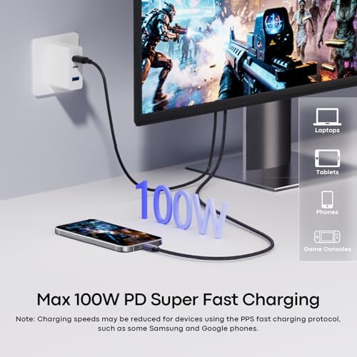 USB C to HDMI 2.1 Cable Adapter with 100W PD Charging,50Gbps,6FT - Image 6