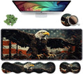 Ergonomic Keyboard Wrist Rest & Mouse Pad Wrist Rest Set,Large XXL Gaming Desk Mat 31.5"x 11.8",Non-Slip Base, Memory Foam,Easy Typing Pain Relief for Office & Home,Patriotic American Flag Bald Eagle by Unknown