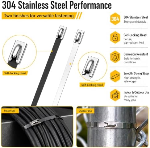 300 Pcs Metal Zip Ties Gun Kit, Heavy Duty Stainless Steel Zip Ties - Image 5