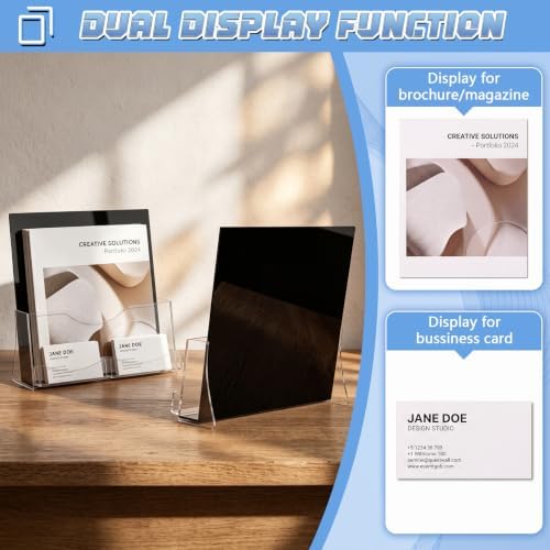 2 Pack 8.5x11 Inch Brochure Holder with Business Card Holder - Image 4