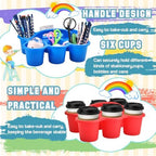 Haundry 6 Pack Classroom Caddy Storage Basket with Handle, Plastic Drink Cup Caddy Holder, 6 Compartments for Kids, Table, Office, Arts, Crafts, Crayon, Marker, Pencil, School Supplies - Image 4