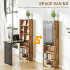 HOMCOM Foldable Desk Wall Mounted Convertible Table, Rustic Brown - Image 4