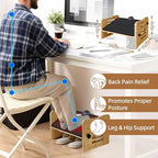 Myplace Bamboo Adjustable Under Desk Footrest with Heating Pad - Warm Ergonomic Foot Rest with 7-Level Adjust, Slanted Foot Rest Stool for Home Office Kitchen Bedroom (Burlywood) - Image 5