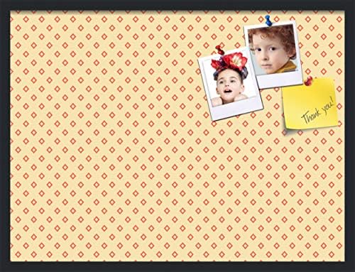 PinPix 32x24 inch Cork Bulletin Board. This Decorative Framed Pin Board Comes with Diamonds in Red and Yellow Design and Satin Black. Ideal for Home, Office Decor or School (PinPix-333) by PinPixBulletinBoards
