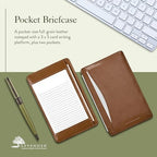 Levenger Pocket Briefcase Leather Pocket Notepad 3x5 Index Card Holder Organizer, Saddle - Image 2