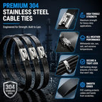 500PCS Cable Ties Kit, 11.8 Inch Heavy Duty Black Metal Zip Ties - Image 5