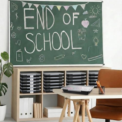 Tinlade 6 Pcs Classroom Paper Storage Bins with Lids, 13x10, Black - Image 4