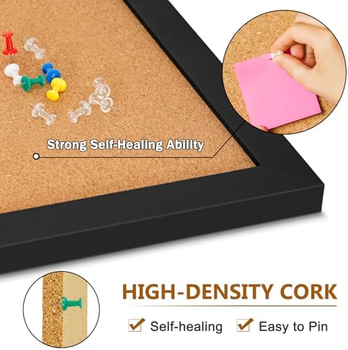 DOLLAR BOSS Cork Board for Wall 24"x18", Black Wood Framed Bulletin Board - Image 2