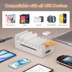 Bamboo Charging Stand for Multiple Devices Phone Watch Stand- White - Image 2