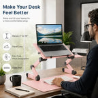 Uncaged Ergonomics Adjustable Laptop Stand for Desk, Cooling Riser (Pink) - Image 6