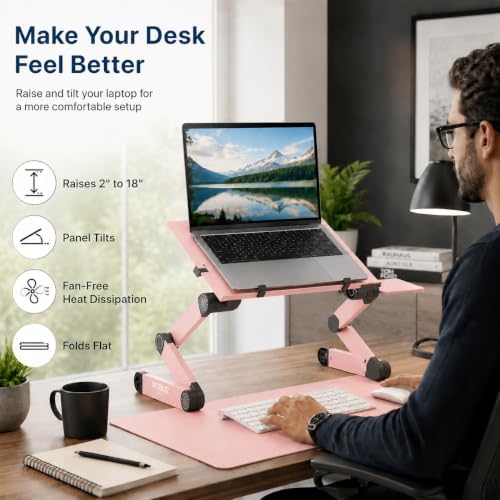 Uncaged Ergonomics Adjustable Laptop Stand for Desk, Cooling Riser (Pink) - Image 6