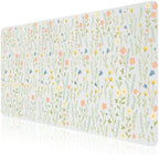 Watercolor Ditsy Floral Office Desk Mat 31.5" x 15.7" Desktop Mat PU Leather Large Mouse Pad White Mousepad Non-Slip Table Mat for Girls, Women, Home, Work, Computer, and Gaming by Unknown