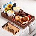 Bamboo Sofa Tray Insert with 2 Cup Holders for Sectionals by GrowBou