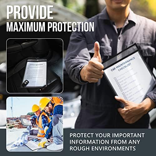 50 Pack Job Ticket Holders 9x12 Heavy Duty - Automotive Work Order Plastic Sleeves - Clear Shop Ticket Holders - Repair Order Sleeves - Plastic Sleeve for Paper - Dry Erase Pockets - Work Order Folder - Image 7