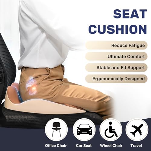 Coverado Car Seat Cushion with Memory Foam, Ergonomic Driving Seat Cushion for Sciatica, Tailbone, Back Pain Relief, Premium Non-Slip Washable Cushion for Car, Driver, Office, Wheelchair - Image 2