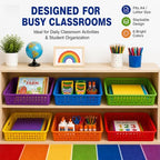 Svartur Classroom Paper Tray Set of 6, Plastic Turn in Trays for Classroom, Stackable Letter Size Organizer Bins with Handles, Teacher Storage Baskets for School Supplies, Art, Office Organization - Image 3