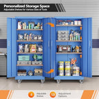 VINGLI Rolling Metal Storage Cabinet with Adjustable Shelves, 71'' Tall Garage Storage Cabinet with Wheels, Locking Tool Cabinets for Home Office Garage Gym School (Blue) - Image 4