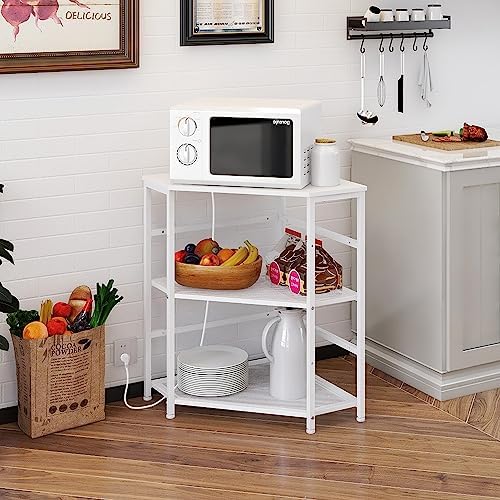 VEDECASA Corner Printer Stand Table with Power Outlet Charging Plugs USB Port Adjustable Storage Shelf Computer Tower CPU Stand Holder for Home Office (White) - Image 5
