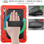 SEYMAC stock Case for Samsung Galaxy Tab S10 Lite / S10 FE / S9 FE 5G / S9 Tablet Case 10.9''/ 11'' Protective with Screen Protector, Pen Holder, 360 Rotate Stand, Hand Strap, Shoulder Strap, Red - Image 3