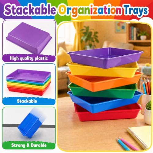 Defresit 12 Pcs Letter Size Flat Storage Paper Trays for Classroom - Image 3