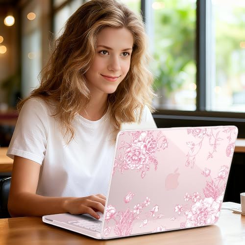 for MacBook Neo 13 inch Case 2026 (Model A3404, A18 Pro) Precision Fit & Scratch Unique Design Hard Shell, Keyboard Cover, Trackpad Protector, 2 OTG Adapter, for Women Cute, Pink Peony - Image 2