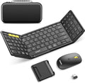 Foldable Keyboard and Mouse, Samsers Folding Bluetooth Keyboard Combo, 2.4G + BT5.0 x 2, Full-Size Portable Travel Keyboard & Rechargeable Wireless Mouse for Windows Android iOS Mac OS, Elegant Black by HOME