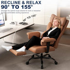 Misolant Big and Tall Office Chair with Footrest, High Back Executive Desk Chair with Adjustable Lift Armrest, 155°Recline，Lumbar Support Pillow, Faux Leather Gaming Chairs for Home or Office - Image 5