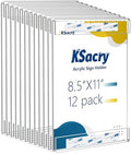 12 Pcs Acrylic Sign Holder 8.5 x 11, Vertical Wall Mount Sign Holders by KSacry