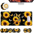 Mouse Pad,Large Desk Mat Set, 4in1 XL Mousepad + Keyboard Wrist Rest+Mouse Wrist Rest+Coaster with Ergonomic Desk Pad for Home Office Table Computer Cover -Sunflower Butterfly by Unknown
