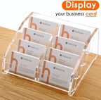 HeZone Business Card Holder for Desk Clear Acrylic Cards Stand Rack Multiple 8 slots 4 Tier, Business Card HolderDisplay for Women and Men Organize 400 Cards (8 Slots) - Image 3