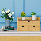 Bamboo Desk Organizer with Drawers, Desktop Storage for Office Supplies - Image 5