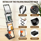 4-Pocket Foldable Magazine & Brochure Display Rack, Portable Literature Stand for Office, Trade Shows and Exhibitions, with Carrying Bag (Black) - Image 4
