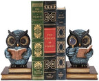 Owl Decorative Bookends for Shelves, Heavy Duty Resin Book Ends with Non-Slip Pads, Vintage Reading Owl Statues, Library Office Home Decor, Book Lover and Teacher Gifts by Xmeden