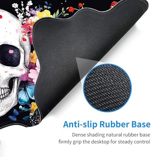 Desk Mat, Mouse Pad with Wrist Rest, 4-in-1 Large Mouse Pads for Desk, Ergonomic Mouse Pad and Keyboard Wrist Rest Gaming Keyboard Mat for Office,Skull Flowers Butterflies - Image 4