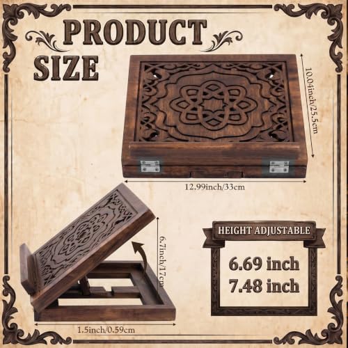 Amyhill Adjustable Wooden Bible Stand 13x10, Carved Book Holder, Vintage - Image 3