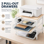 4-Tier Printer Stand with Storage for Desk, Wood Top, White - Image 3