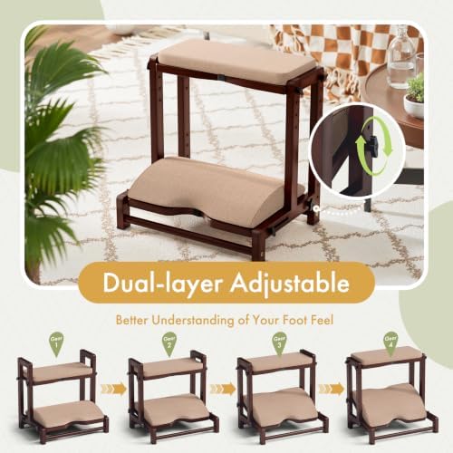 Double Step Foot Rest Under Desk with 4 Heights (Walnut Color) - Image 3