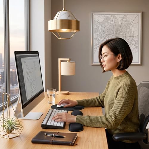 10 Pcs Ergonomic Mouse Pad and Keyboard with Wrist Support Set - Soft Memory Foam & Rubber Base Comfort Rest for Typing, Gaming, Computer, Laptop, Office, Home Use - Image 4