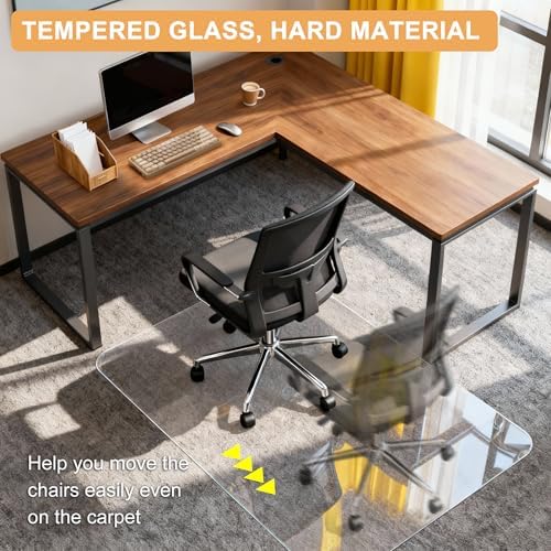 Azadx Tempered Glass Chair Mat for Carpet 45" x 53" Heavy Duty Chair Mat - Image 4