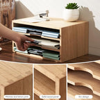 KIRIGEN Wooden Desk Organizer 3-Tier Letter Tray and Paper Sorter, Natural - Image 6