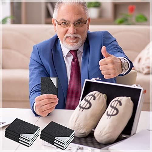 Yexiya 10 Pcs Business Card Holder with Magnetic Closure PU Leather Stainless Steel Multi Business Card Case Slim Business Card Wallet for Credit ID Women Men Office Supplies (Black, Basic Style) - Image 7