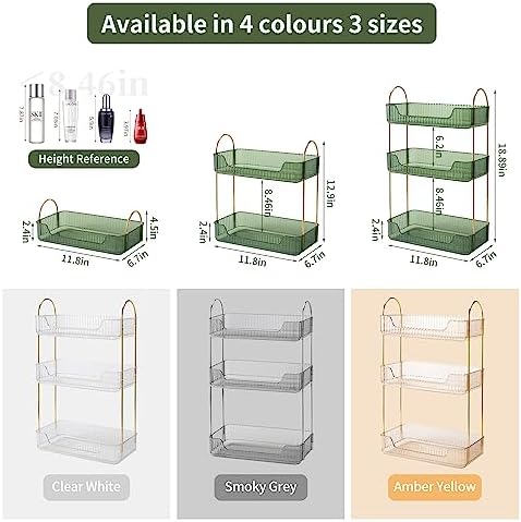 Akinbas 3 Tier Bathroom Organizer Countertop Makeup Perfume Tray Skincare Organizer for Bathroom Dresser Vanity (Green) - Image 2