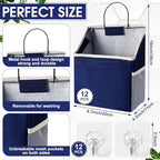 Woanger 12 Pcs Wall Hanging Storage Bag Wall Hanging Organizer Bag Over The Door Closet Basket Containers Bins with Hooks Pockets for Bedroom Bathroom, 15 x 4.3 x 8.7''(Navy Blue) - Image 3