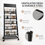Magazine Rack Display Stand, 5-Tier Floor Standing Rack with Wheels - Image 6